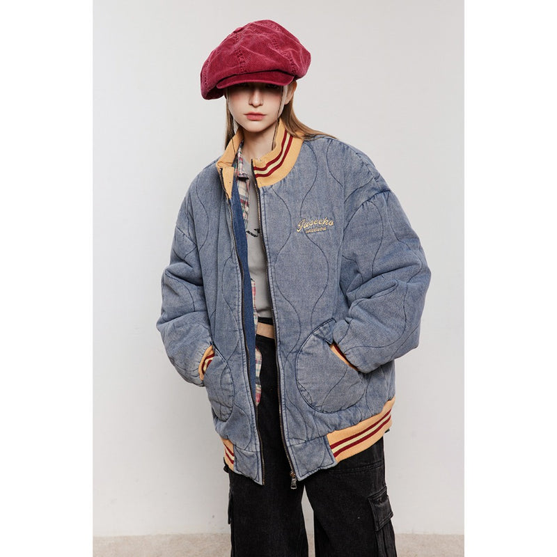 Unisex Coat Denim Coat Warm-Keeping Cotton Clothing Loose