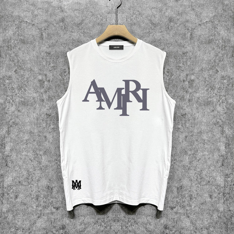 Amiri tank top all gray overlapping letterprinting
