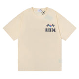 Rhude T Shirt Crown Flag Print Hip Hop Men and Women Casual