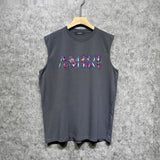 Amiri tank top pink flower letterprinting