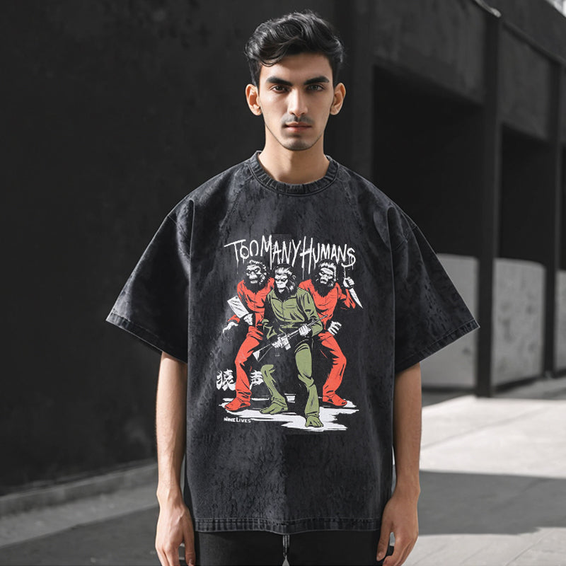 Mens Vintage T Shirt Wash Men's Short Sleeve T-Shirt