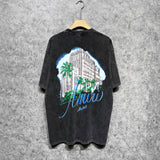 Amiri washed t-shirt city forest printing short sleeve