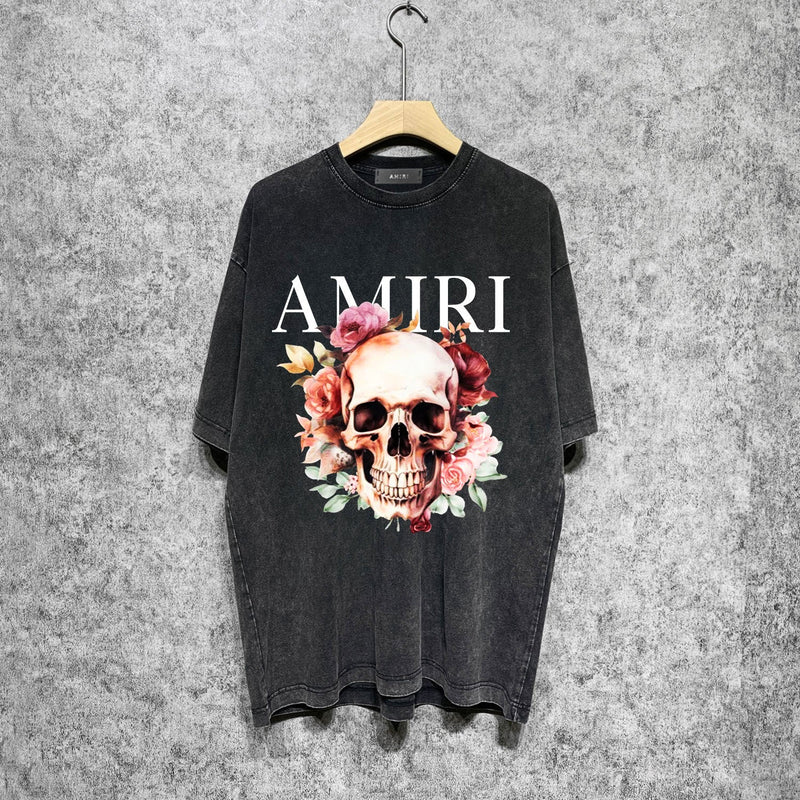 Amiri washed t-shirt flower skull short sleeve