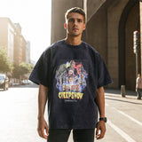 Mens Vintage T Shirt Printed Washed Old Short Sleeves