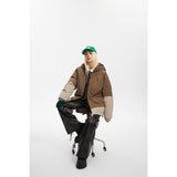 Unisex Coat Colorblock Hood All-Match Loose Couple Coat