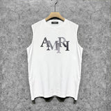 Amiri tank top gray gradient letterprinting