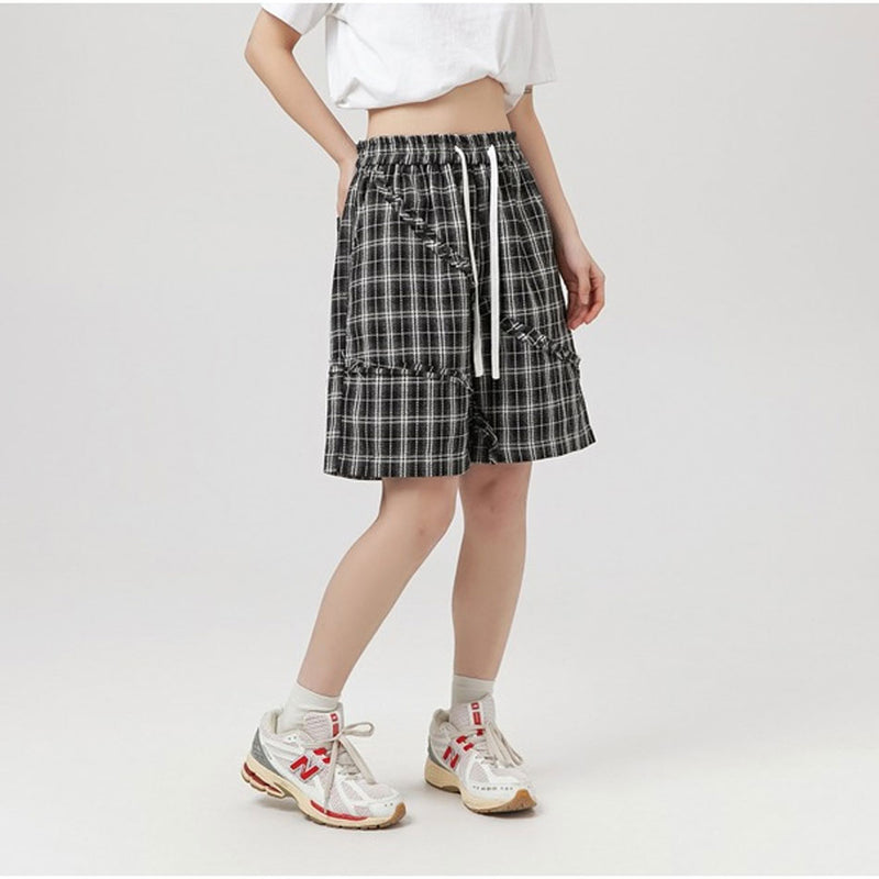 Unisex Shorts Plaid Shorts Couple Loose Summer