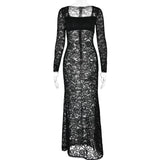 Women Dress Lace See-through Dress