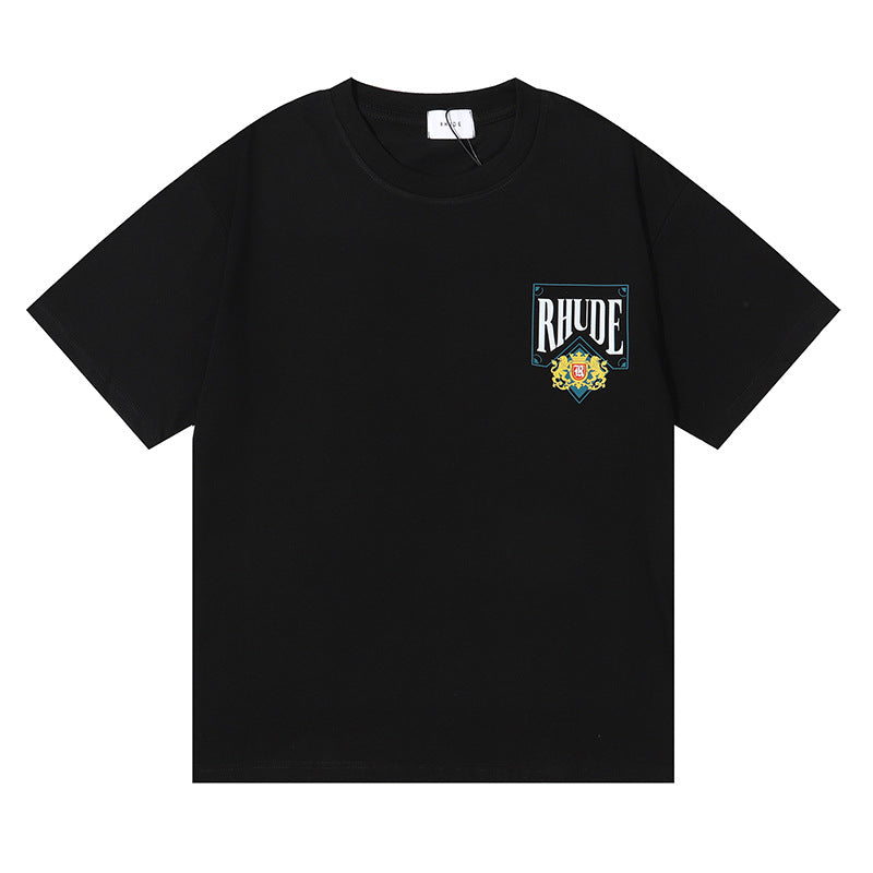 Rhude T Shirt Playing Cards Printed Hip Hop Men and Women Casual Loose