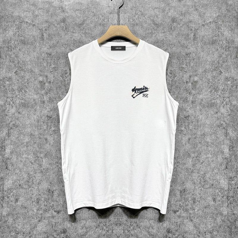 Amiri tank top with cracked letter and number print