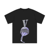 Vlone T Shirts Skull Palm Diamond Large V Printed Short Sleeve Men and Women Couple High Street Half Sleeve