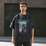 Mens Vintage T Shirt Washing Water Short Sleeve T-Shirt Men