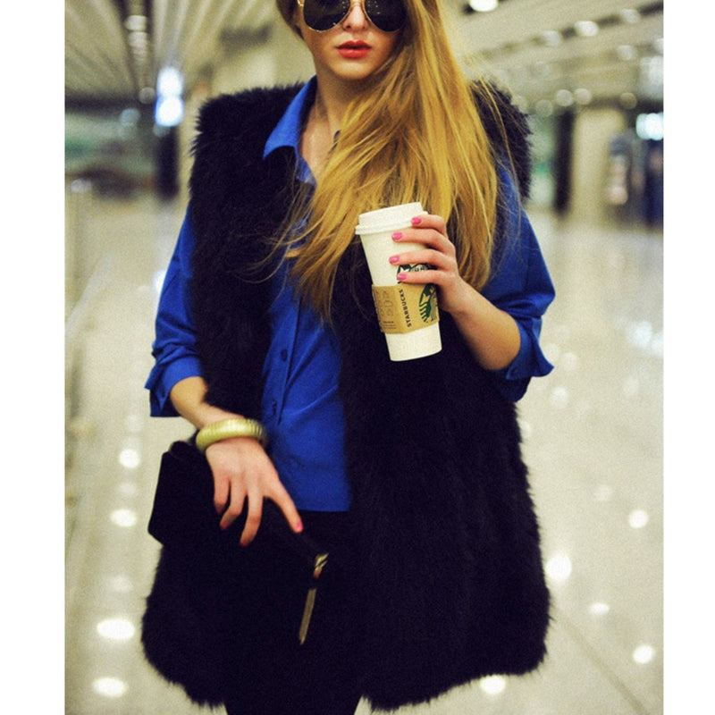 Women Fur Jacket Plush Vest Vest
