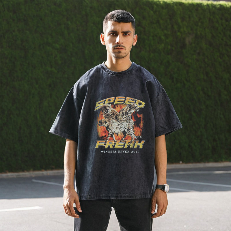 Mens Vintage T-Shirt Singer Print Short Sleeve T-Shirt