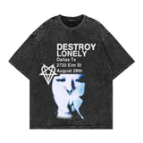 Vintage Printing T-shirt Short sleeve destroy lonely Y2k
