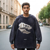 Mens Vintage Long Sleeve Shirt Washing Water Long Sleeve T-Shirt Men and Women