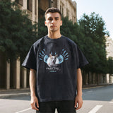 Mens Vintage T Shirt Direct Injection Printing Wash