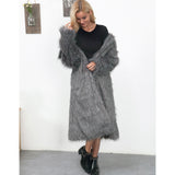 Women Fur Jacket Fashionable Warm Long-Cut Coat