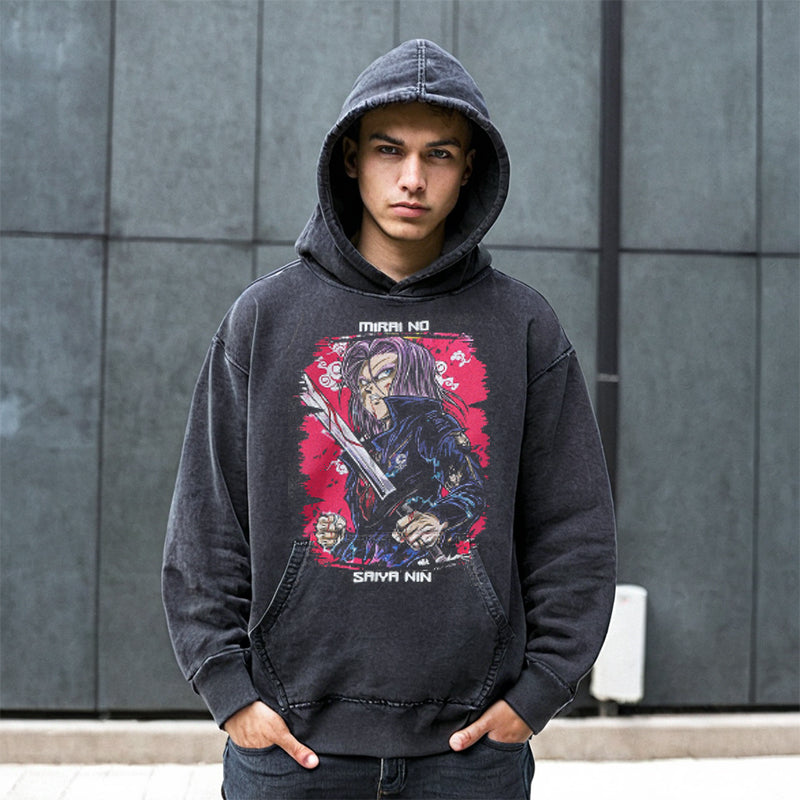 Mens Vintage Hoodie print wash jacket sweater