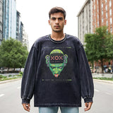 Mens Vintage Long Sleeve Shirt Cartoon Anime Print Men and Women