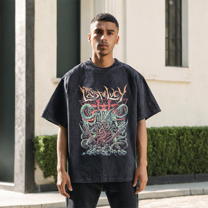 Mens Vintage T Shirt Summer Short Sleeve T-Shirt Men
