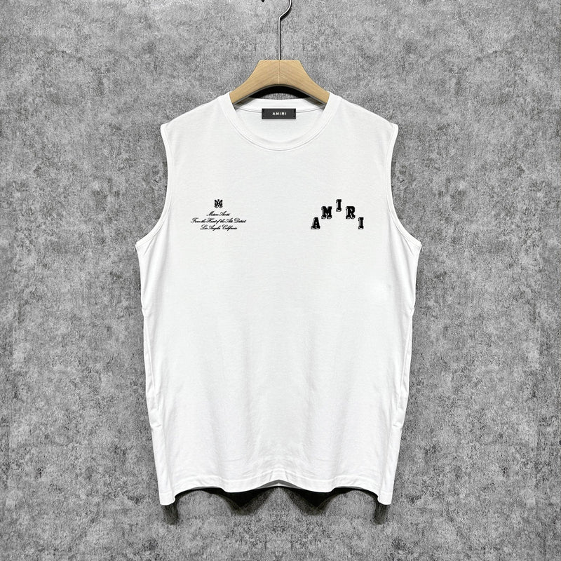 Amiri tank top bone white bone crack letterprinting