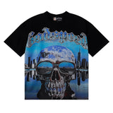 Godspeed T Shirts Skull City Reflection Print Cotton Casual Short Sleeve Men and Women