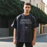 Mens Vintage T Shirt Anime Print Short Sleeve