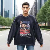 Mens Vintage Long Sleeve Shirt Cartoon Print Long Sleeve