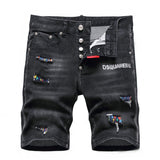 DSQ2 Short Jeans Ripped Patch Slim-fit Stretch Denim Shorts