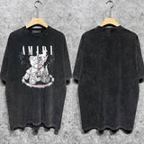 Amiri washed t-shirt teddy bear printing short sleeves