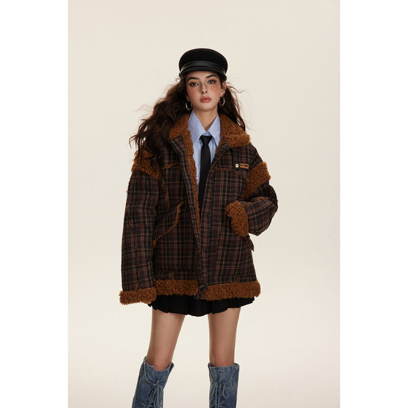 Unisex Coat Cashmere Winter Thickened Plaid