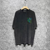 Amiri washed t-shirt waist flower camouflage letter short sleeves
