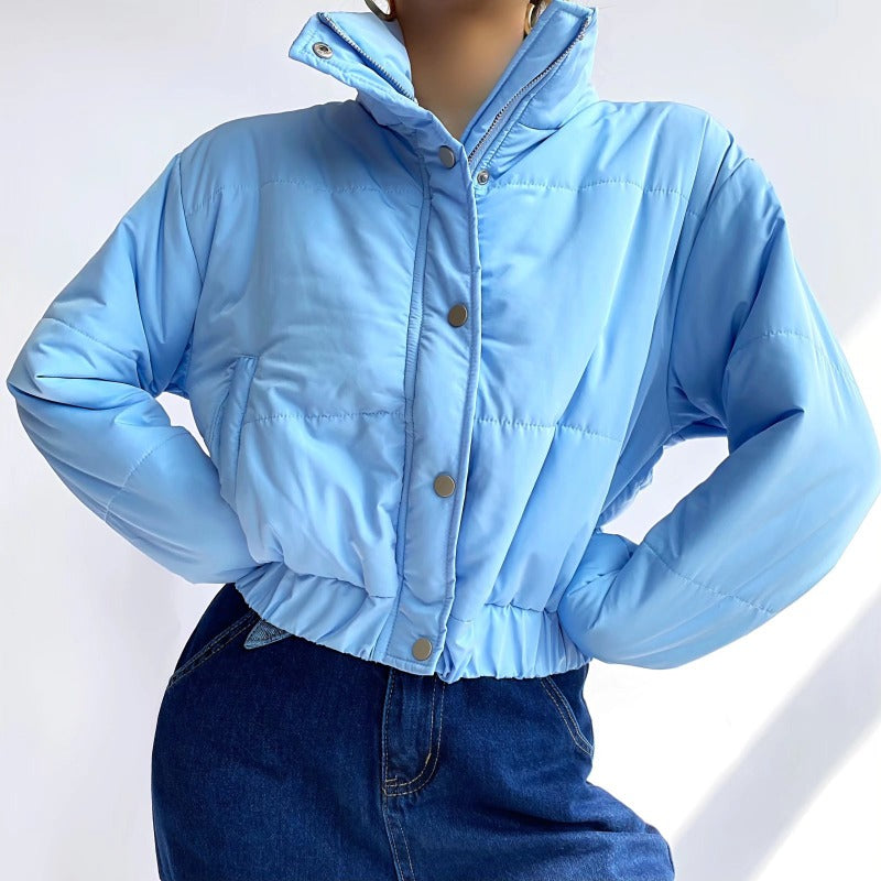 Women Cotton Coat Fashionable Warm Stand Collar Cotton Jacket