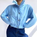 Women Cotton Coat Fashionable Warm Stand Collar Cotton Jacket
