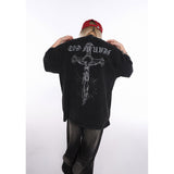 Unisex T-Shirts FOG Vintage Jesus Cross Loose Short Sleeves