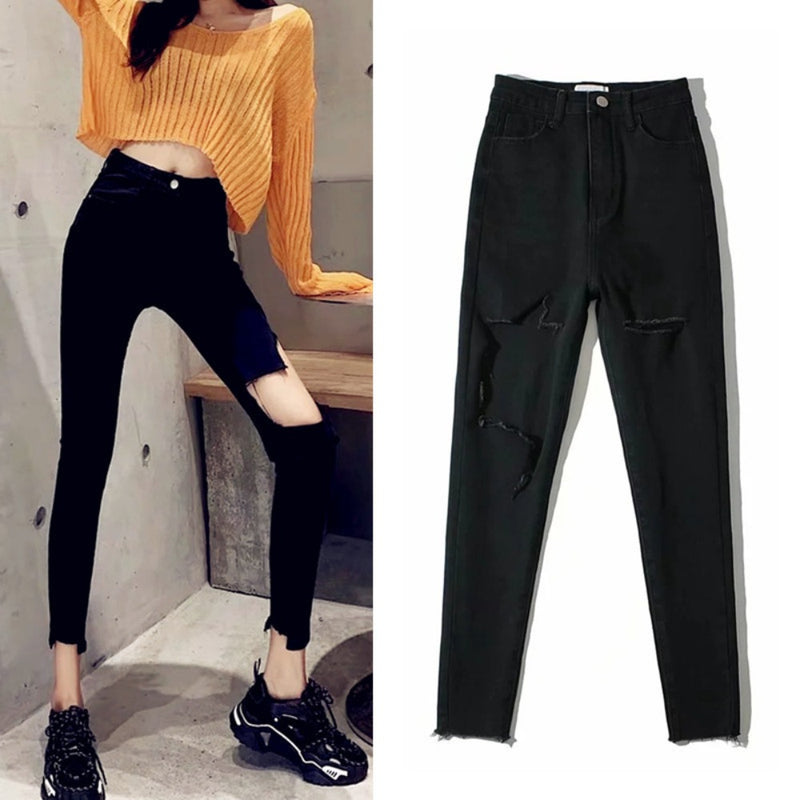 Women Jeans Summer Stretch Slim Fit Fashion Holes