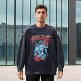 Mens Vintage Long Sleeve Shirt Cartoon Print T-Shirt Men and Women