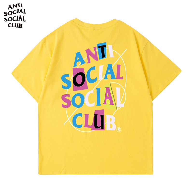 Anti Social Club T Shirt Men's Summer round Neck Cotton Loose