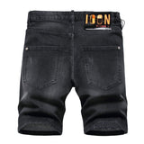DSQ2 Short Jeans Ripped Patch Slim-fit Stretch Denim Shorts