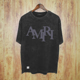 Amiri washed t-shirt all gray letterprinting short sleeves