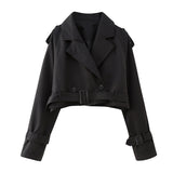 Women Trench Coat Belt Casual Trench Coat