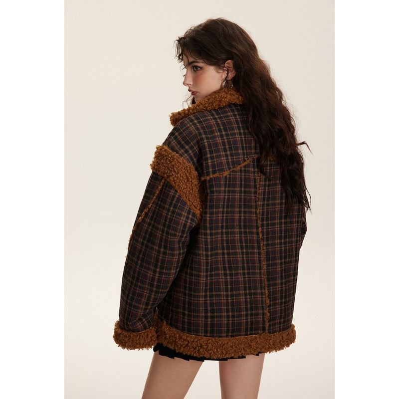 Unisex Coat Cashmere Winter Thickened Plaid
