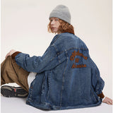 Women Jackets Corduroy Color Contrast Patchwork Denim Jacket Vintage