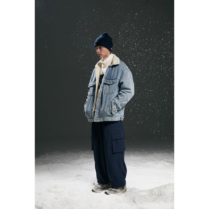 Unisex Coat Loose Lamb Wool Denim Coat