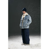 Unisex Coat Loose Lamb Wool Denim Coat