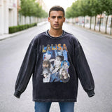 Mens Vintage Long Sleeve Shirt Retro Long Sleeve T-Shirt Men