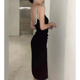 Valentine's Day Dress Solid Color Dress Slim Fit Sexy Backless Dress