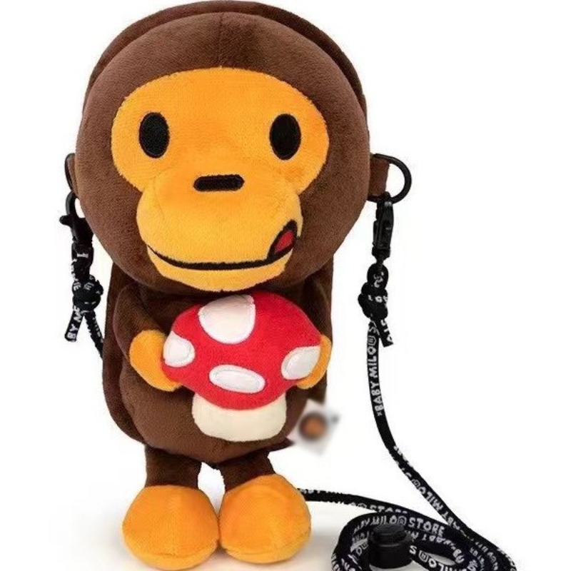 Baby milo children crossbody bag monkey doll mushroom children adult shoulder oblique change bag
