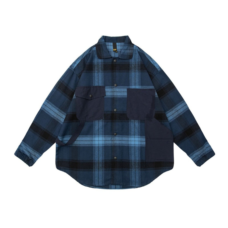 Unisex Shirt Retro Loose Plaid Casual